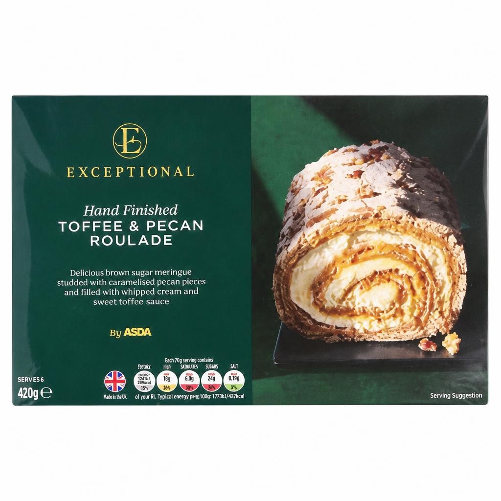 Exceptional by ASDA Hand Finished Toffee & Pecan Roulade 420g
