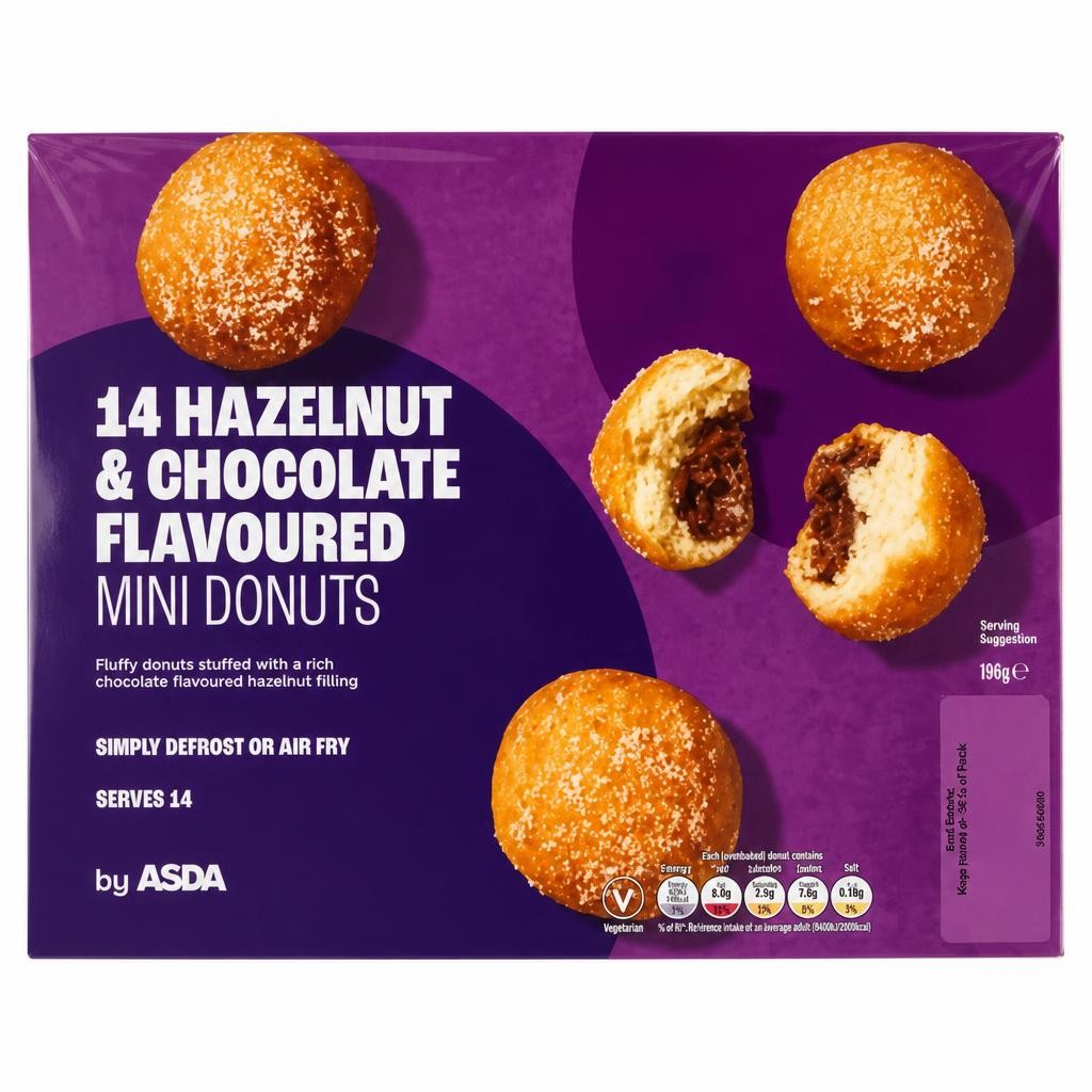 ASDA 14 Hazelnut & Chocolate Flavoured Mini Donuts 160g