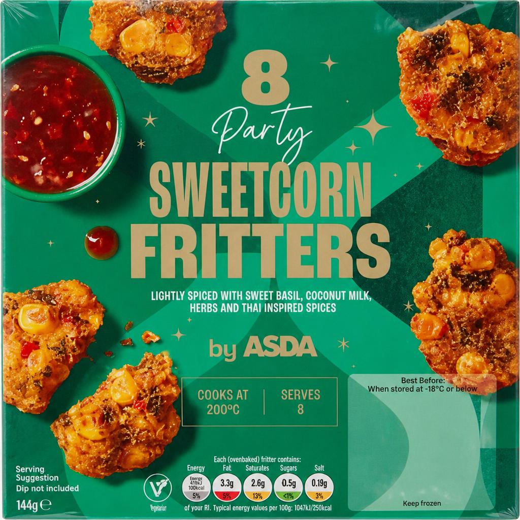 ASDA 8 Party Sweetcorn Fritters 144g