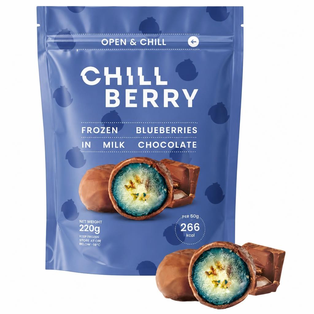 Chill Berry Frozen Blueberries in Milk Chocolate 220g