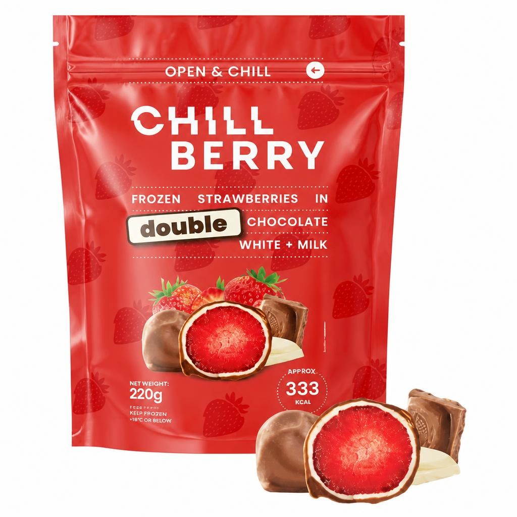 Chill Berry Frozen Strawberries in Double Chocolate White + Milk 220g