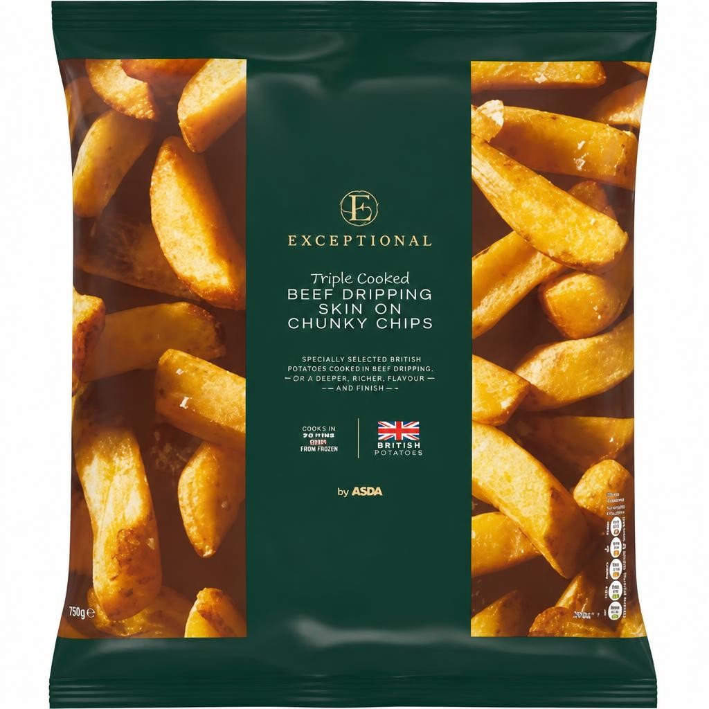 Exceptional by ASDA Exceptional by  Triple Cooked Beef Dripping Skin-on Chunky Chips 750g