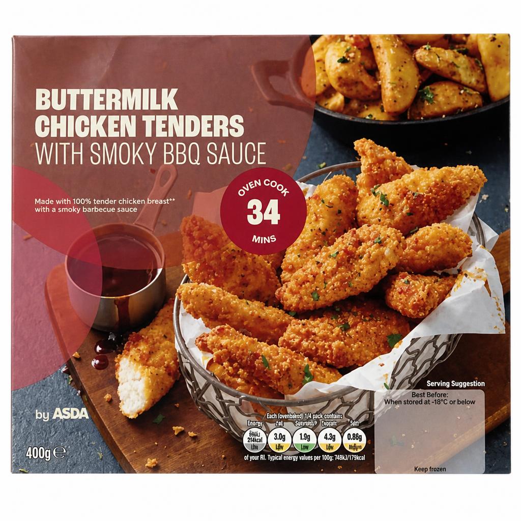 ASDA Buttermilk Chicken Tenders with Smoky BBQ Sauce 400g