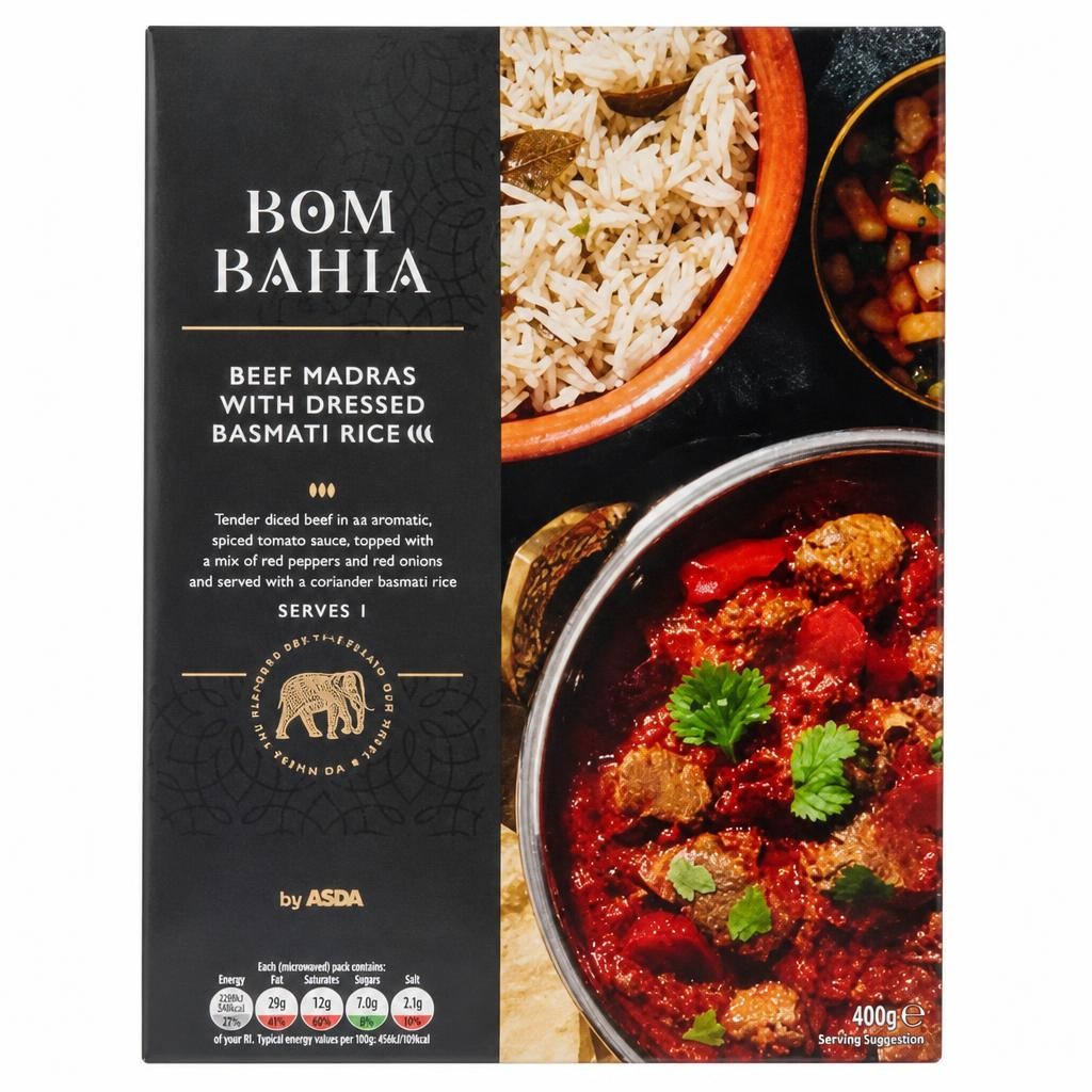 Bom Bahia by ASDA Bom Bahia Beef Madras with Dressed Basmati Rice 400g
