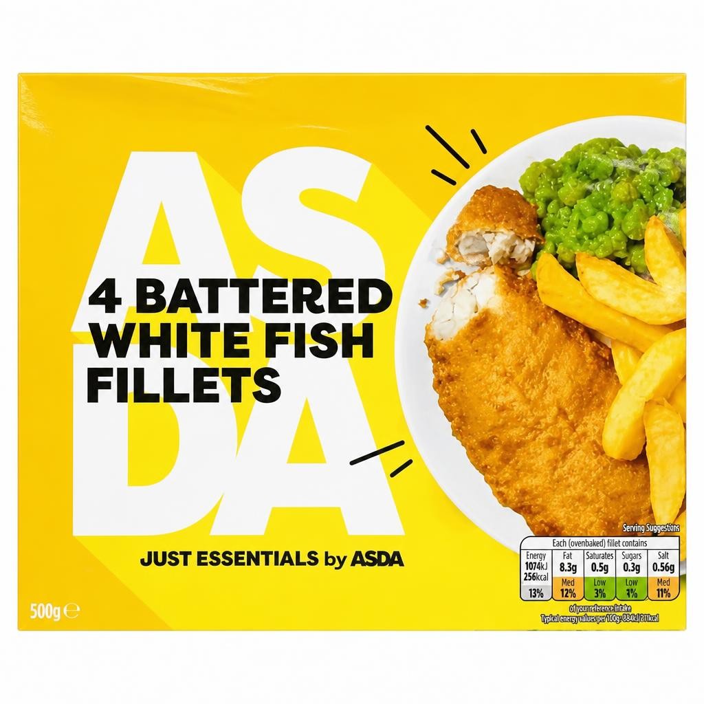 JUST ESSENTIALS by ASDA Just Essentials by  4 Battered White Fish Fillets 500g