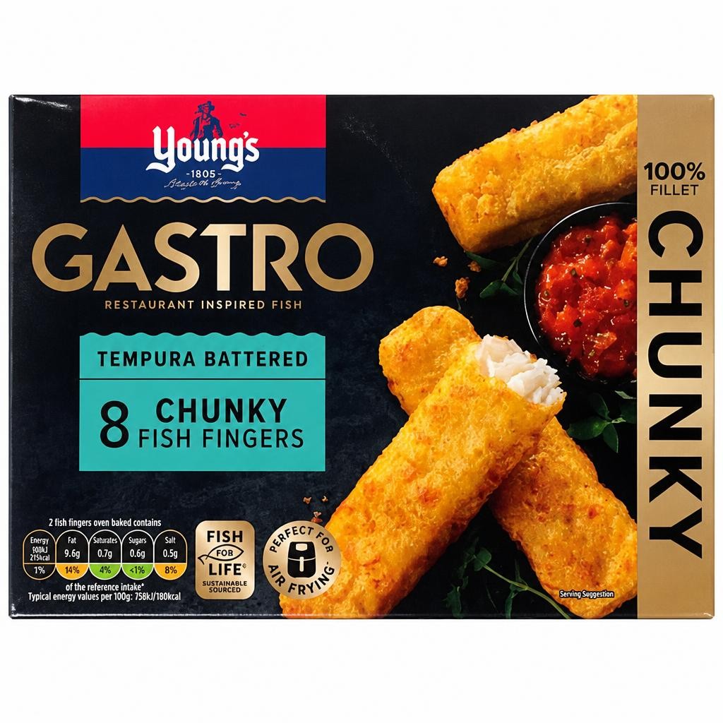 Young's Gastro 8 Tempura Battered Chunky Fish Fingers 320g