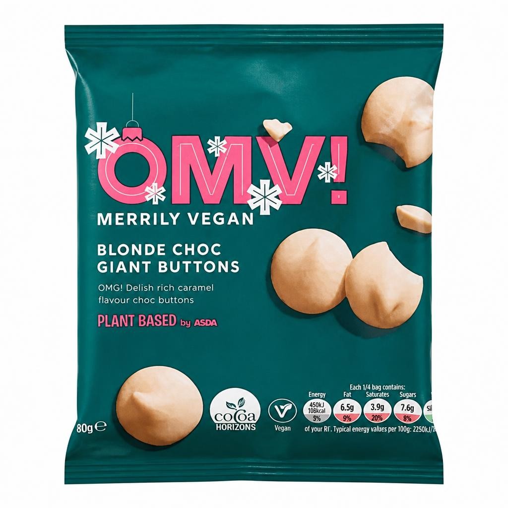 OMV! Deliciously Vegan Plant Based by  OMV! Blonde Choc Giant Buttons 80g