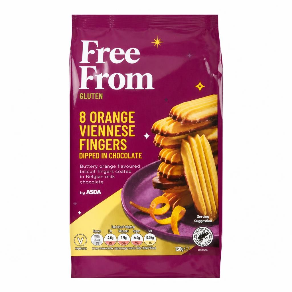 Free From by ASDA 8 Orange Viennese Fingers Dipped in Chocolate 120g