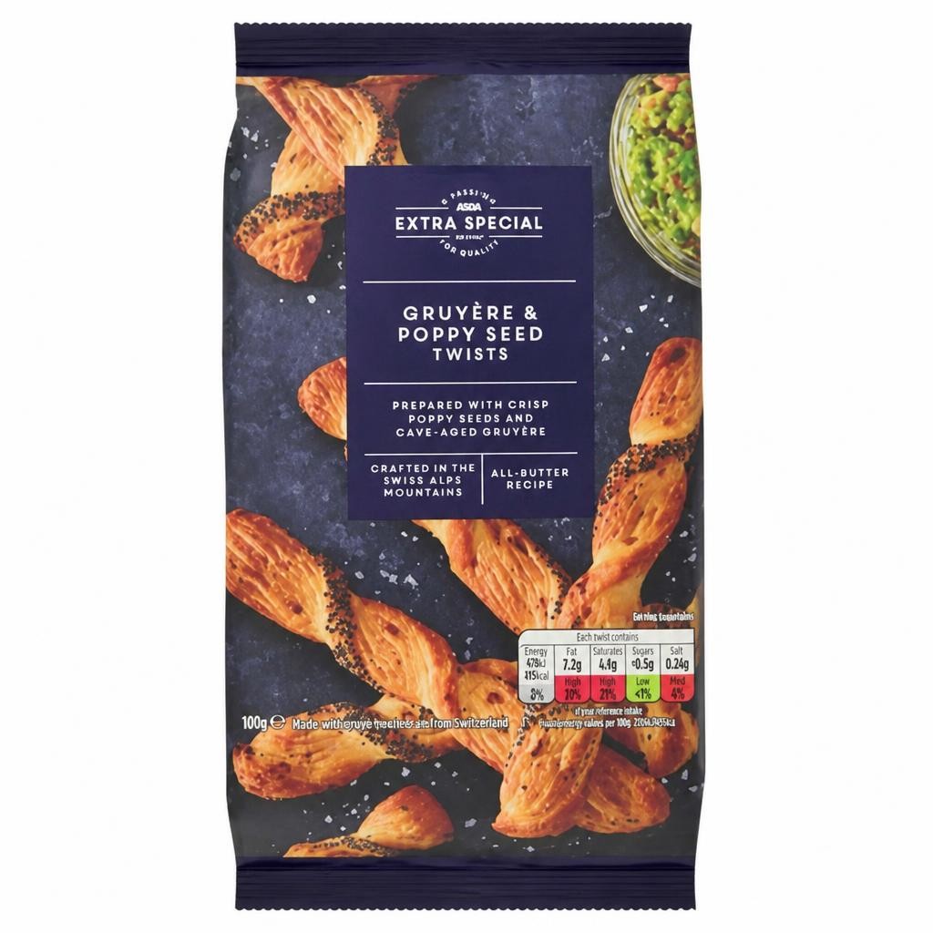 ASDA Extra Special Extra Special GruyÃ¨re & Poppy Seed Twists 100g