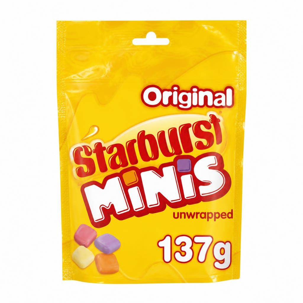 Starburst Minis Vegan Chewy Sweets Fruit Flavoured Pouch Bag 137g