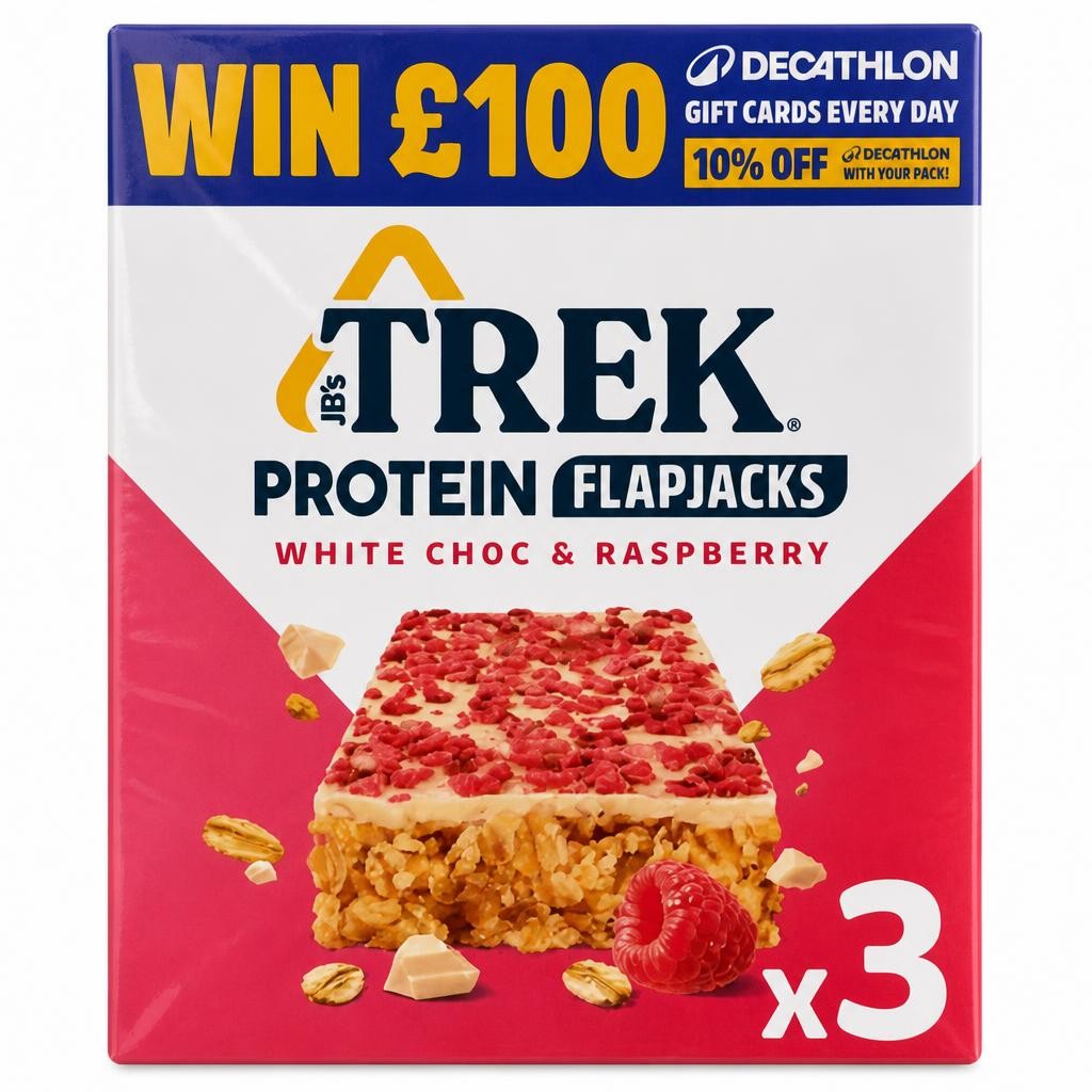 Trek Protein Flapjack White Choc & Raspberry 3 x 40g