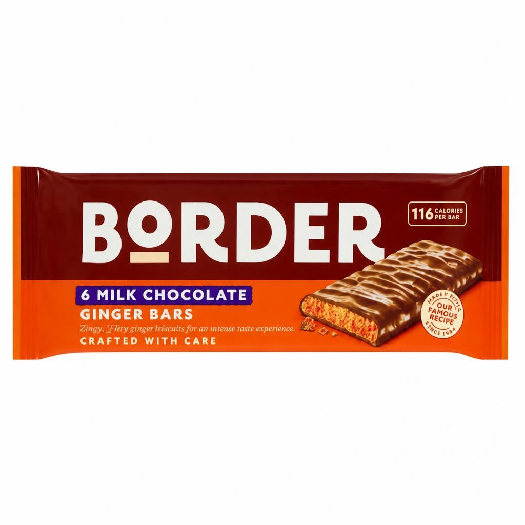 Border Milk Chocolate Ginger Bars 6 x 24g