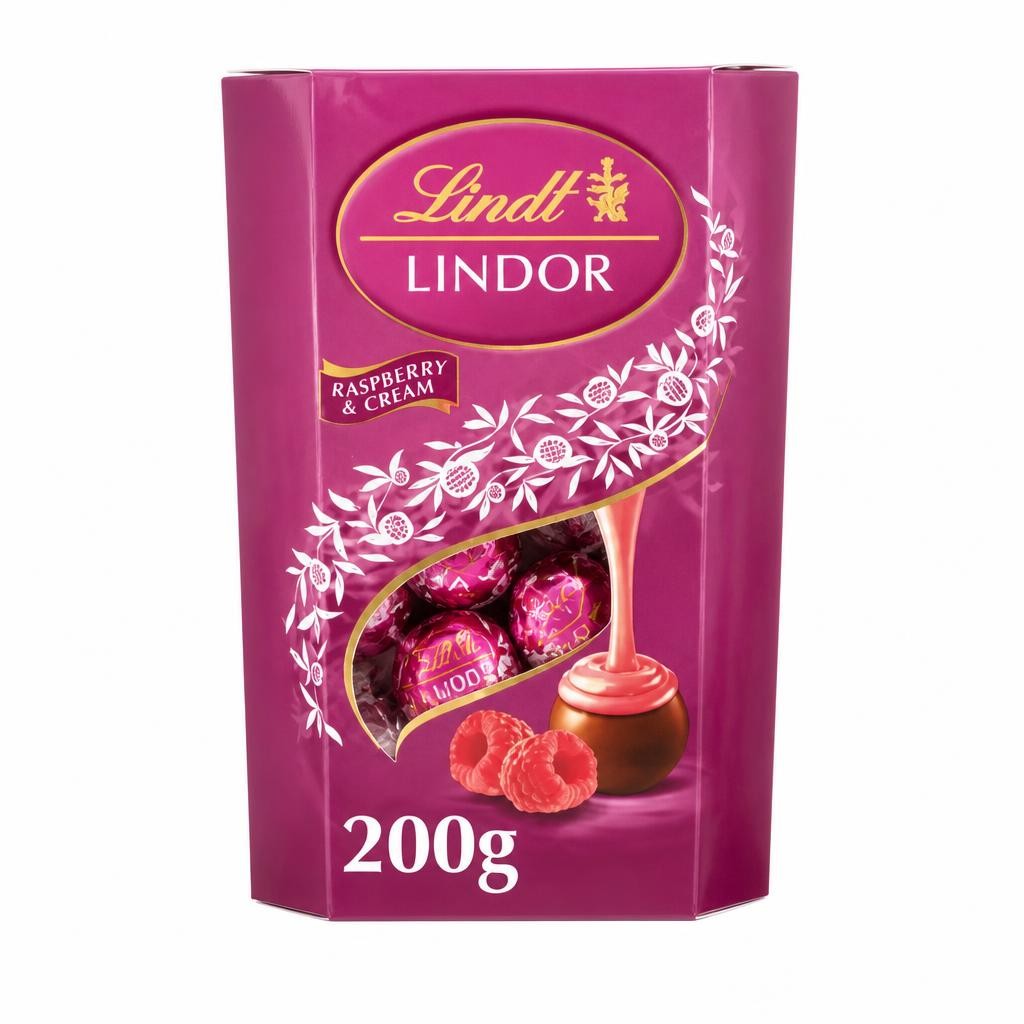 Lindt Lindor Raspberry & Cream Chocolate Truffles Box 200g