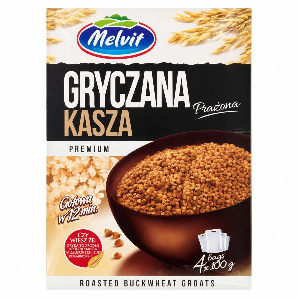 Melvit Premium Roasted Buckwheat Groats 4 x 100g (400g)