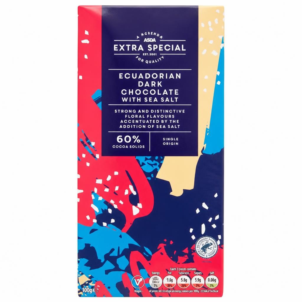 ASDA Extra Special Ecuadorian Dark Chocolate with Sea Salt 100g