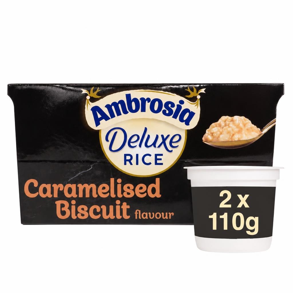 Ambrosia Deluxe Caramelised Biscuit Rice Pudding Dessert Snack Pots 2 x 110g