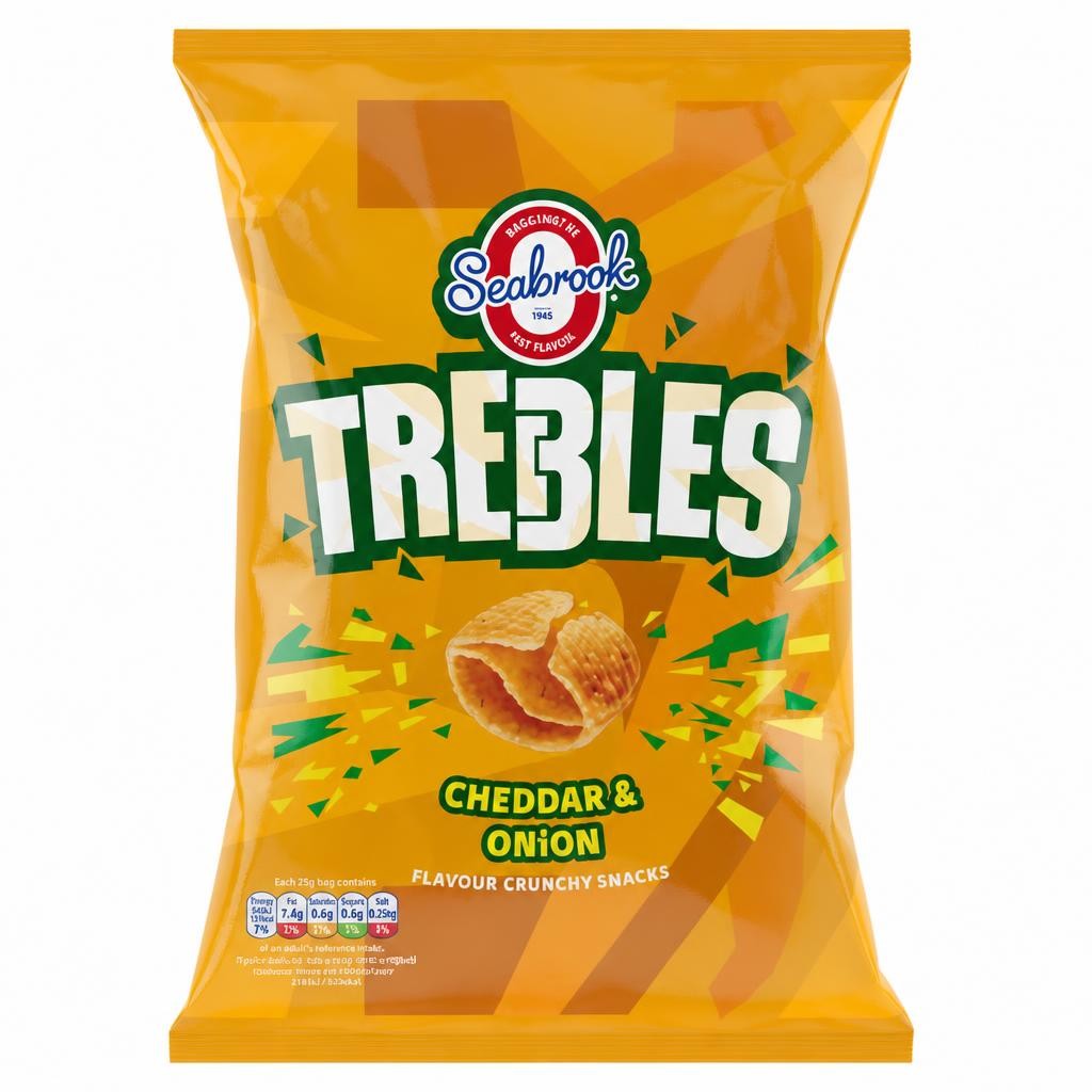 Seabrook Trebles Cheddar & Onion Flavour Crunchy Snacks 120g