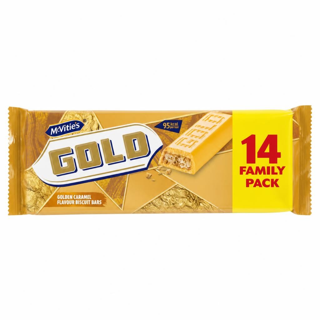 McVitie's Gold Caramel Biscuit Bars Multipack 14 Pack, 2x124g