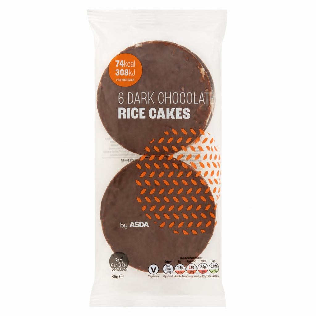 ASDA 6 Dark Chocolate Rice Cakes 90g