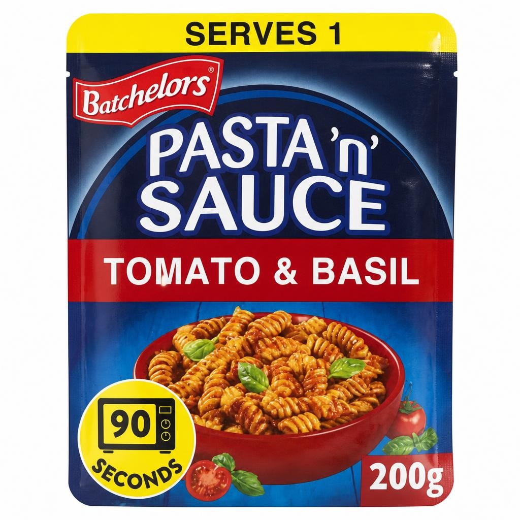 Batchelors Pasta 'n' Sauce Microwave Ready Meal Pasta with Tomato and Basil Sauce 200g