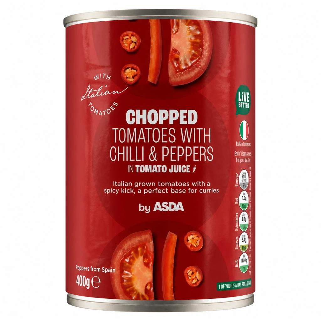ASDA Chopped Tomatoes with Chilli and Peppers 400g