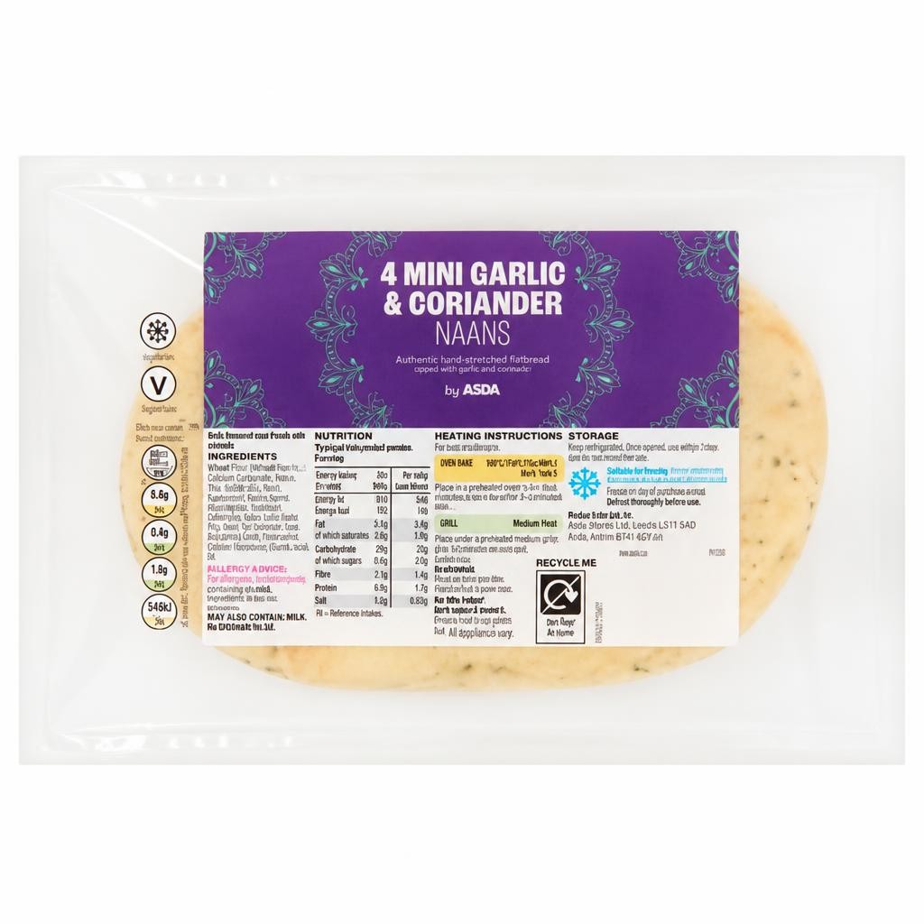 ASDA 4 Mini Garlic & Coriander Naans