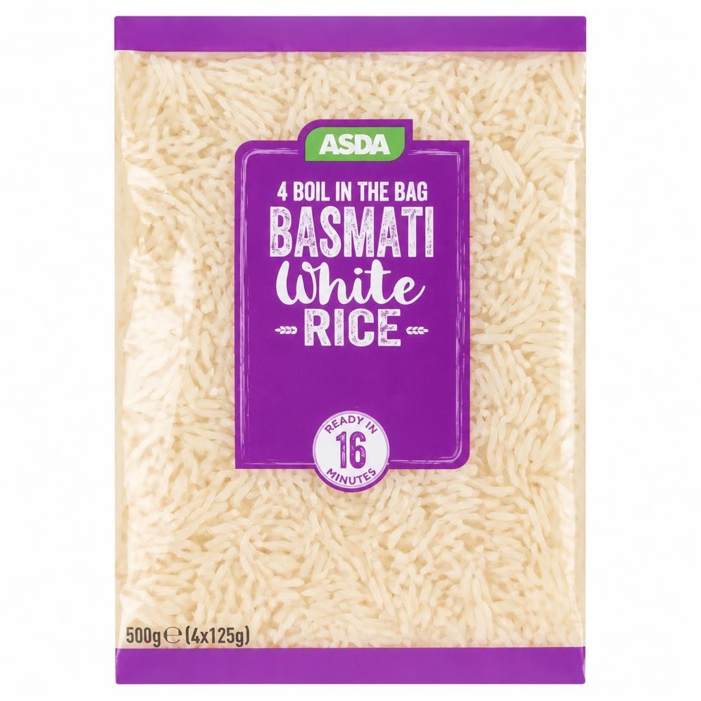 ASDA Boil in the Bag Basmati White Rice 4 x 125g (500g)