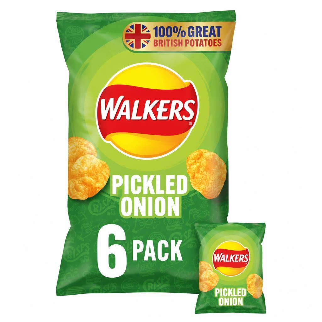 Walkers Crisps Picked Onion, 6x25g