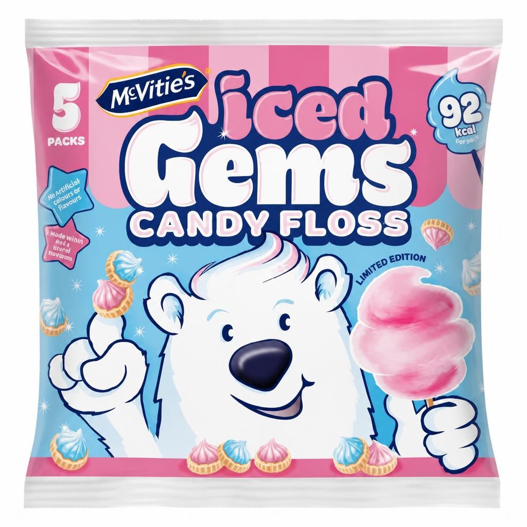 McVitie's Iced Gems Candy Floss Flavour 5 x 23g