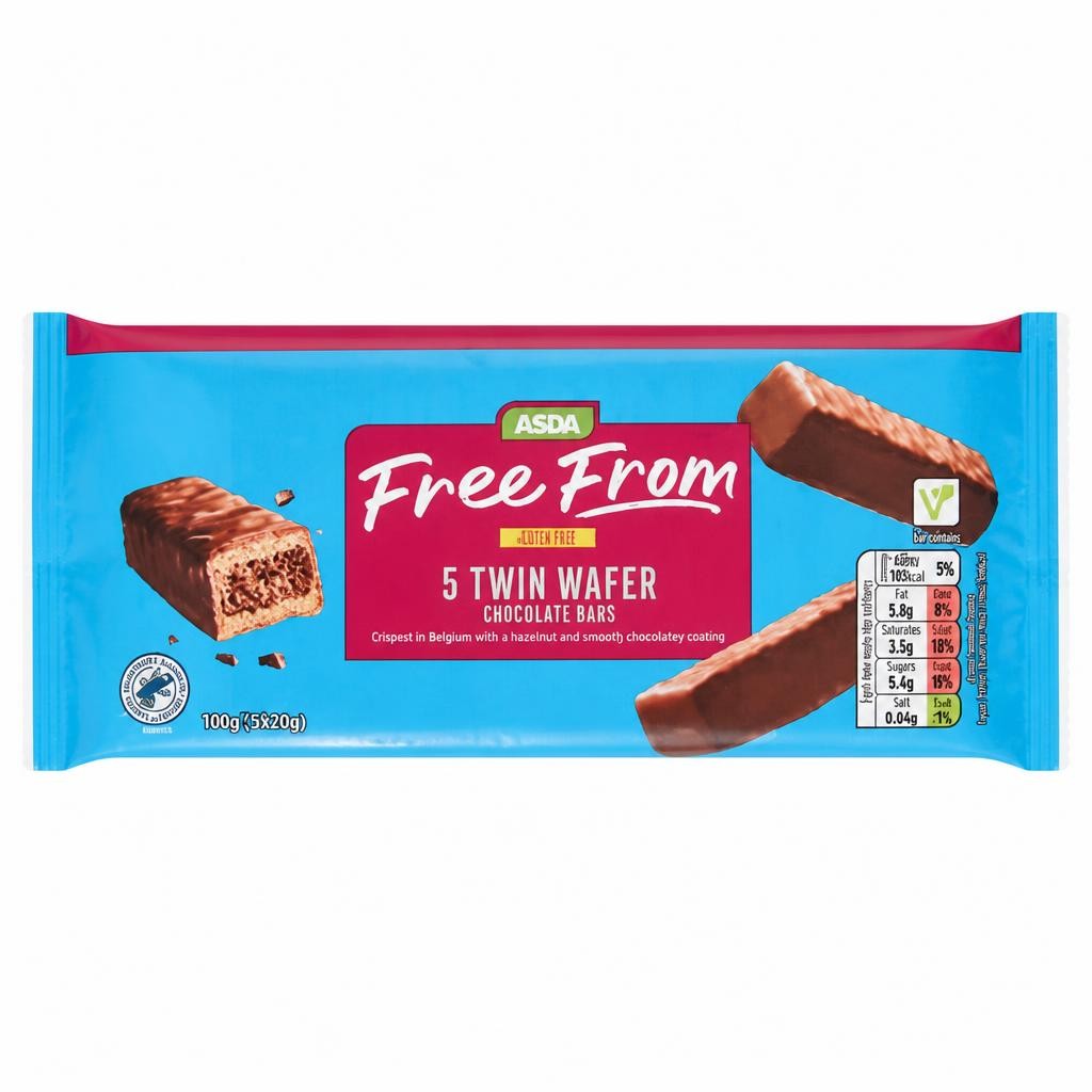 ASDA Free From Free From by  Twin Wafer Chocolate Bars 5 x 20g (100g)
