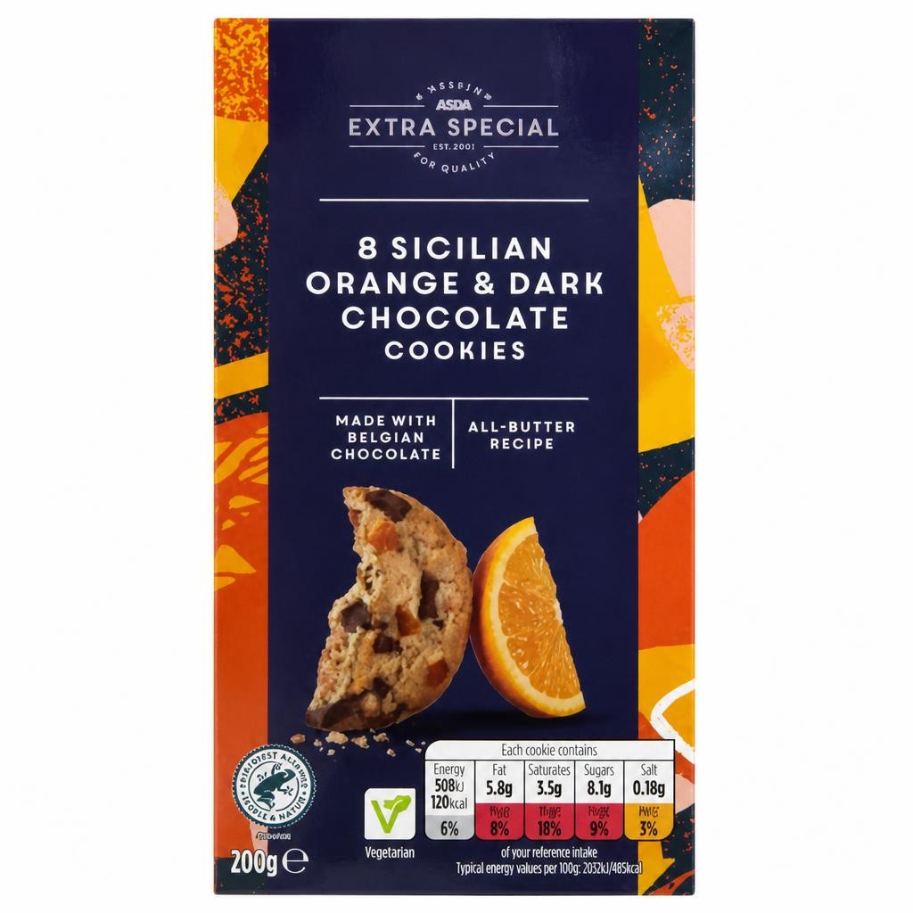 ASDA Extra Special Extra Special 8 Sicilian Orange & Dark Chocolate Cookies 200g