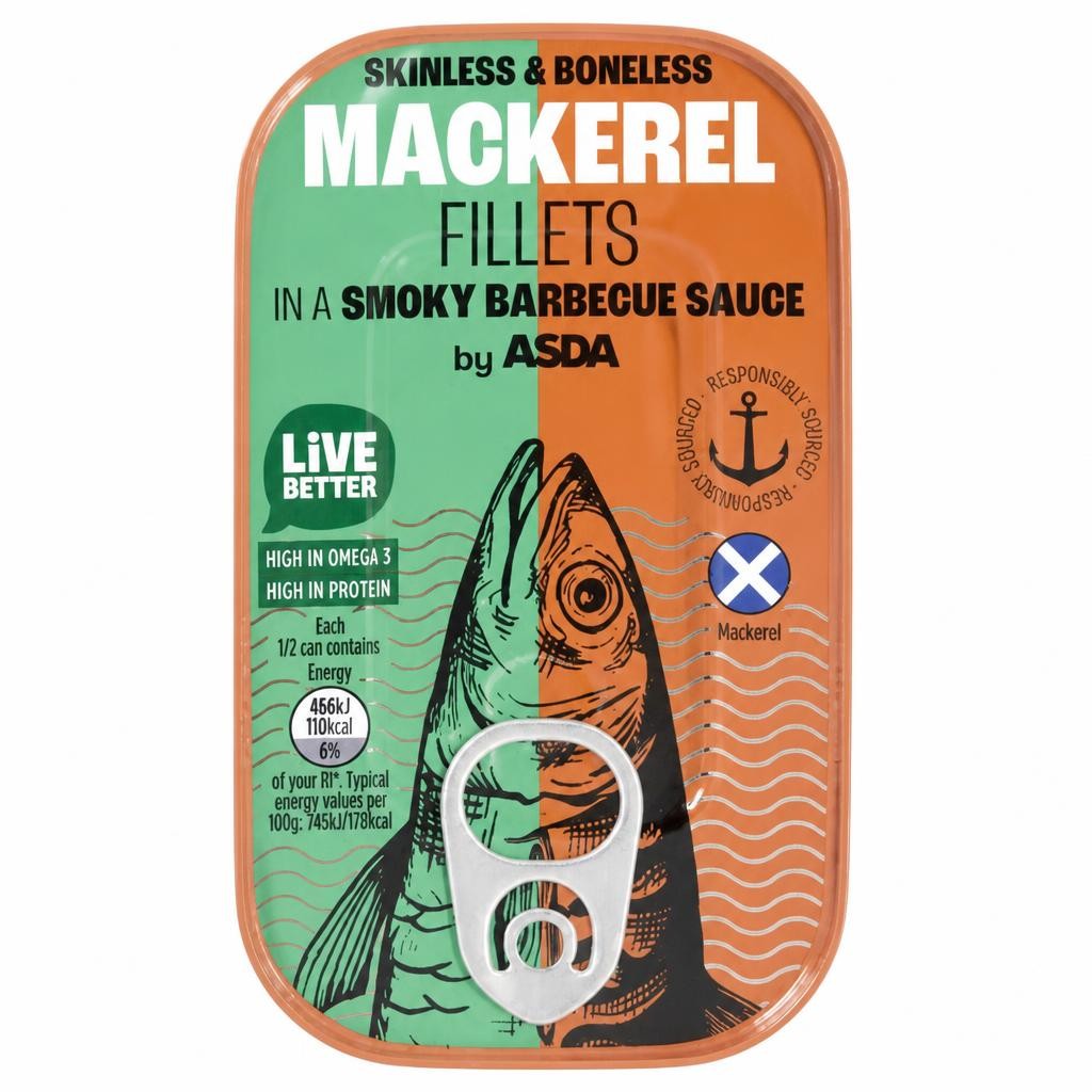 ASDA Mackerel Fillets in a Smoky Barbecue Sauce 125g