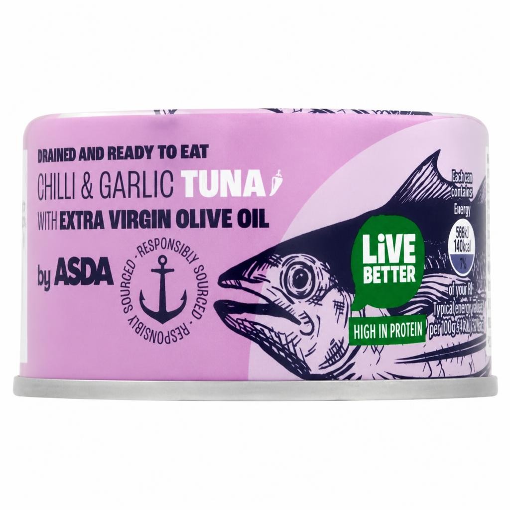 ASDA Chilli & Garlic Tuna with Extra Virgin Olive Oil 80g