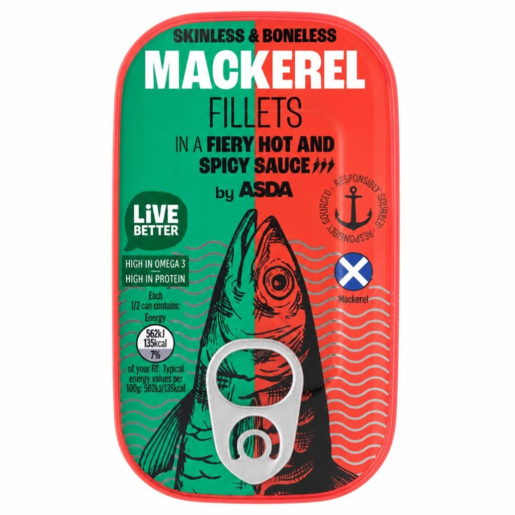 ASDA Mackerel Fillets in a Fiery Hot and Spicy Sauce 125g