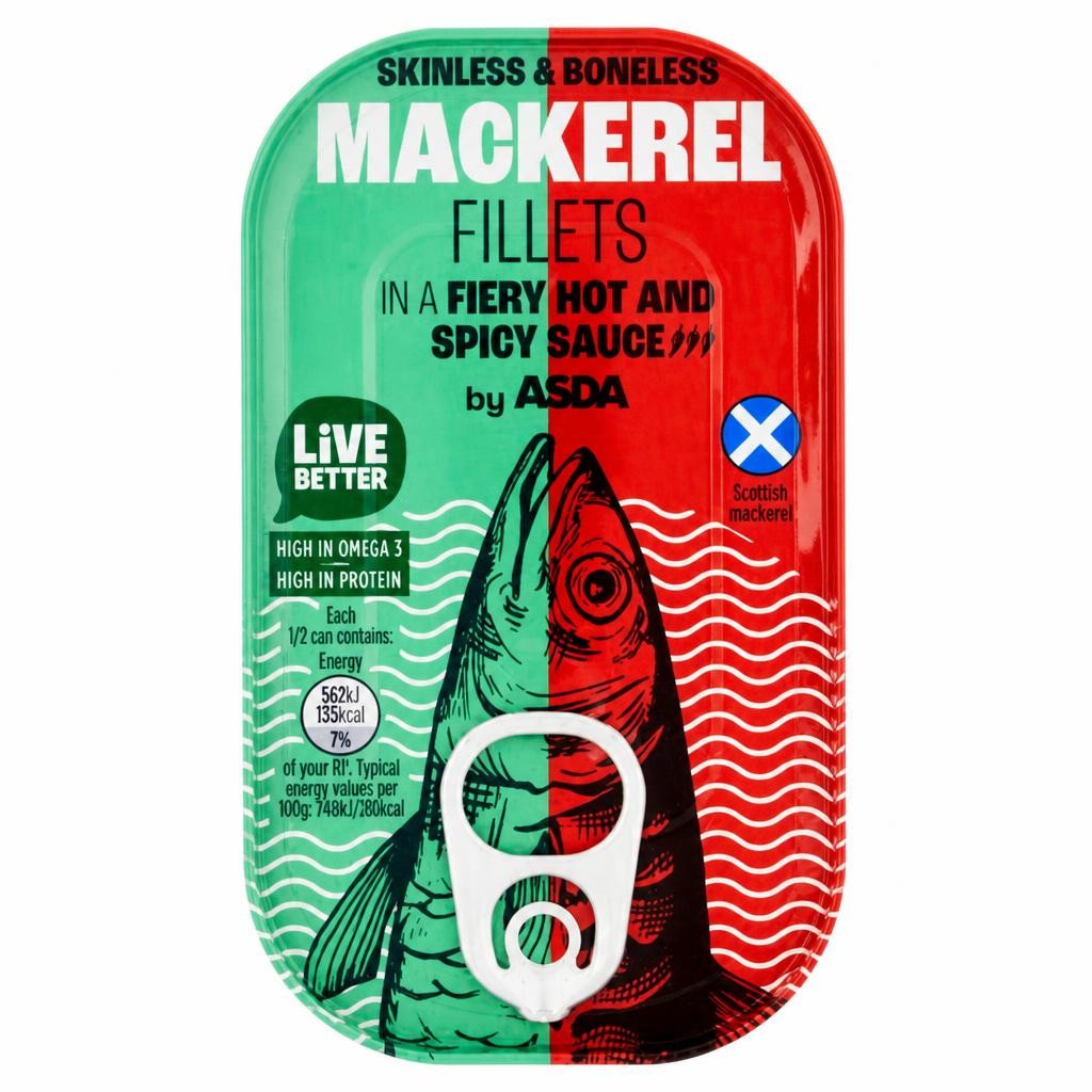 ASDA Mackerel Fillets in a Fiery Hot and Spicy Sauce 125g