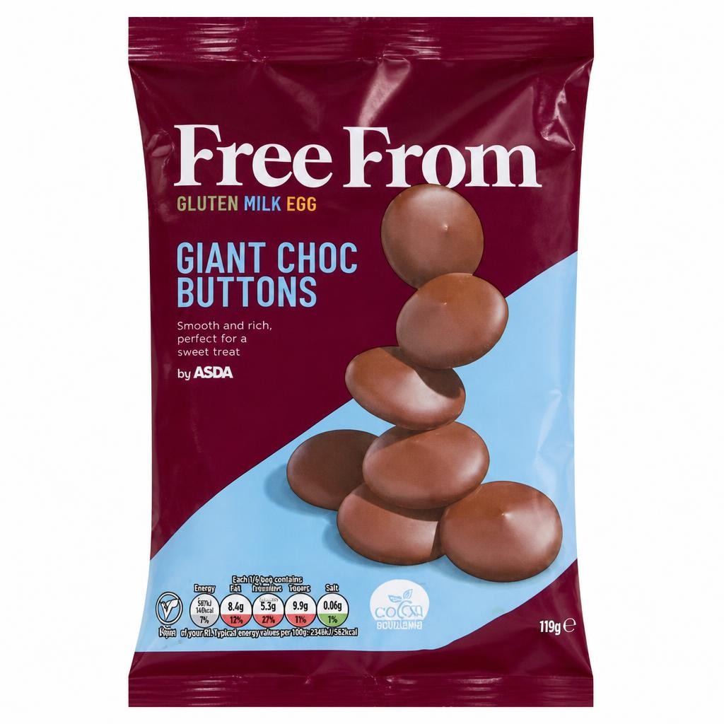 ASDA Free From Free From by  Giant Choc Buttons 119g
