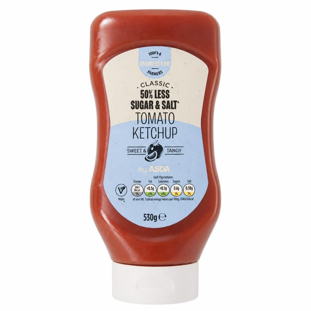 ASDA 50% Less Sugar & Salt Tomato Ketchup 530g