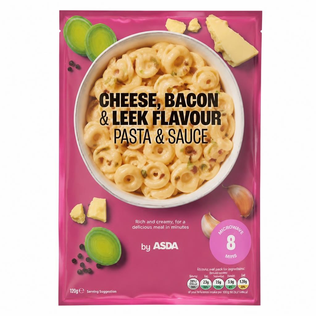 ASDA Cheese, Bacon & Leek Flavour Pasta & Sauce 110g