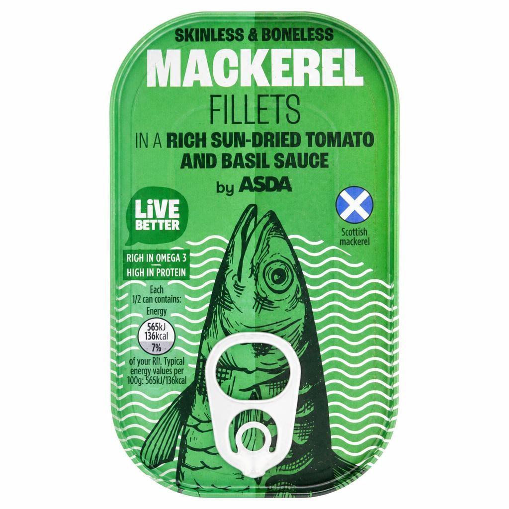ASDA Mackerel Fillets in a Rich Sun-Dried Tomato and Basil Sauce 125g
