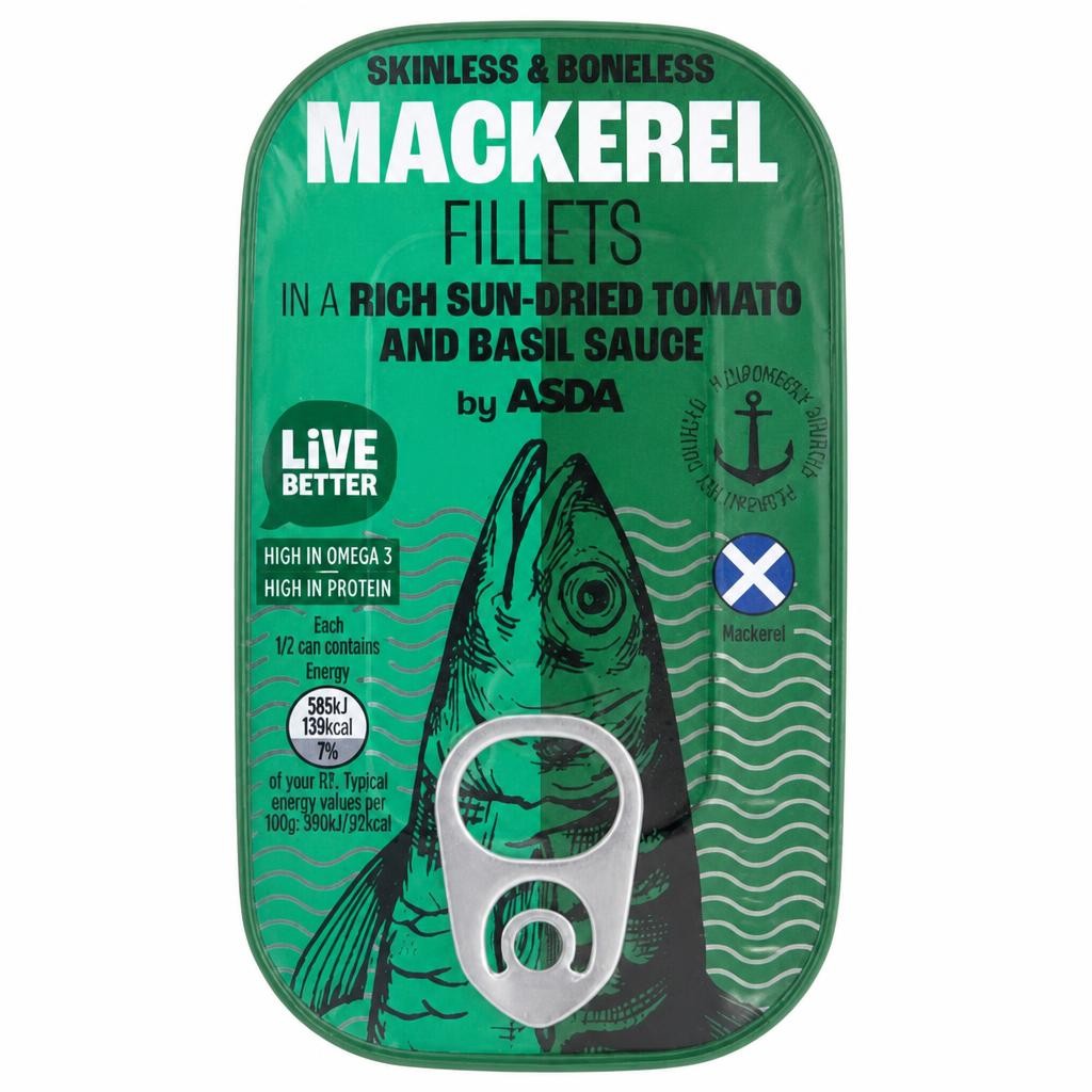 ASDA Mackerel Fillets in a Rich Sun-Dried Tomato and Basil Sauce 125g