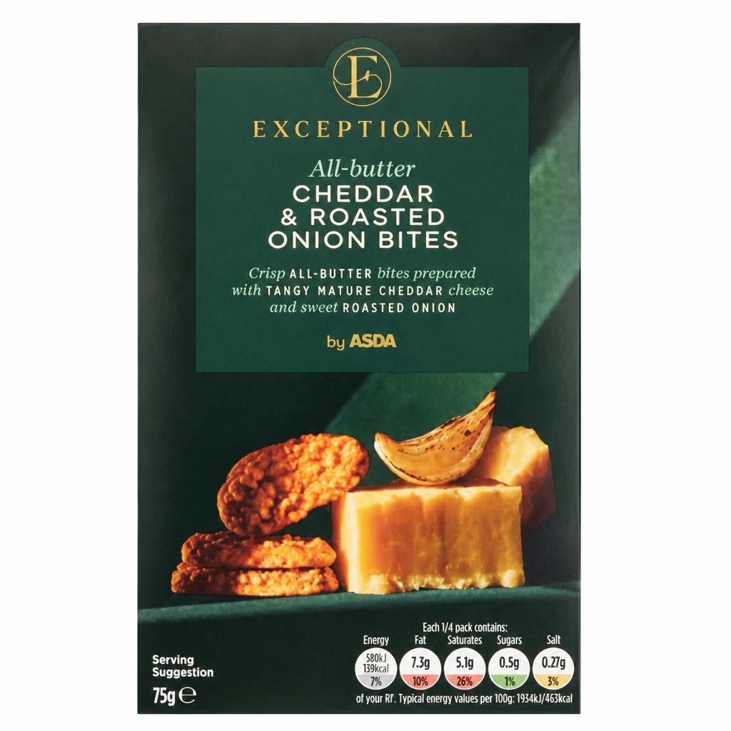 Exceptional By Asda Exceptional by  All-Butter Cheddar & Roasted Onion Bites 75g