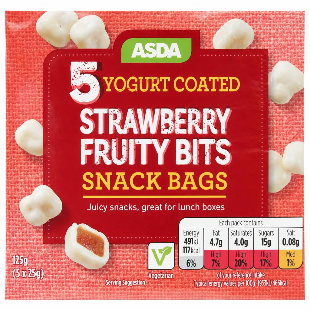ASDA Yogurt Coated Strawberry Fruity Bits 5 x 25g (125g)