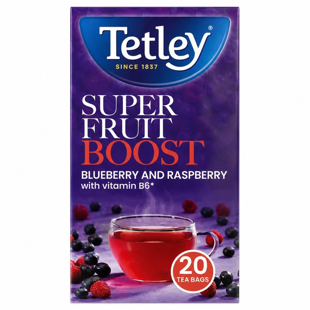 Tetley Super Fruits Boost Blueberry and Raspberry 20 Tea Bags 40g