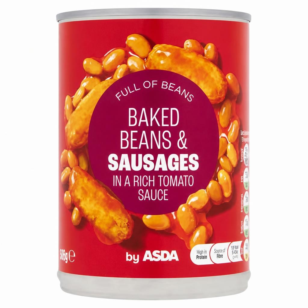 ASDA Baked Beans & Sausages in a Rich Tomato Sauce 405g
