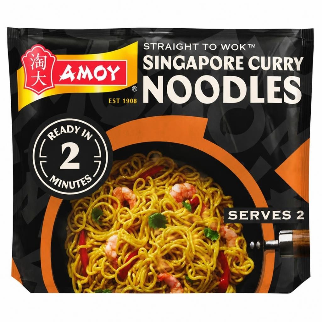 Amoy Straight to Wok Singapore Curry Noodles 2 x 150g (300g)