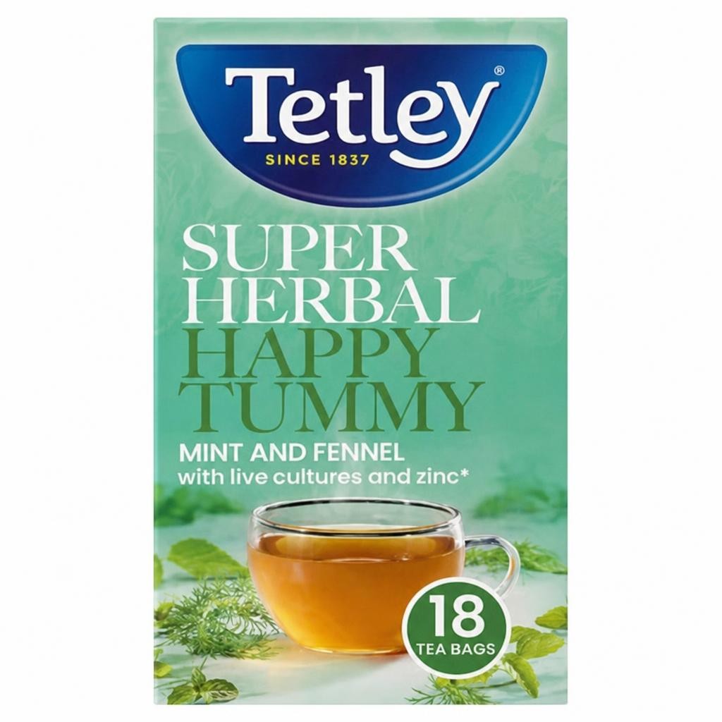 Tetley Super Herbal Happy Tummy Mint and Fennel 18 Tea Bags 32.4g