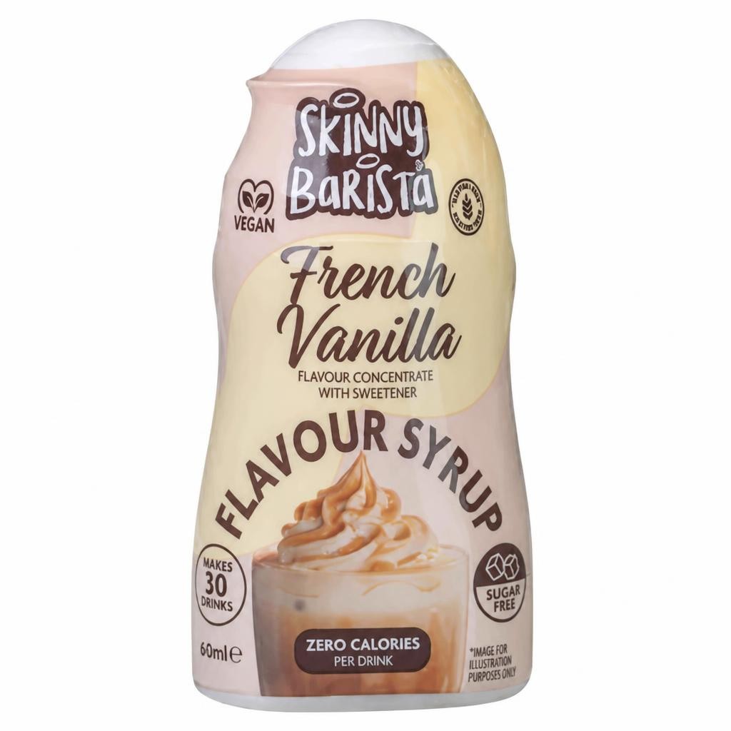 The Skinny Food Co. Shots Barista French Vanilla Flavour Syrup Concentrate with Sweetener 60ml