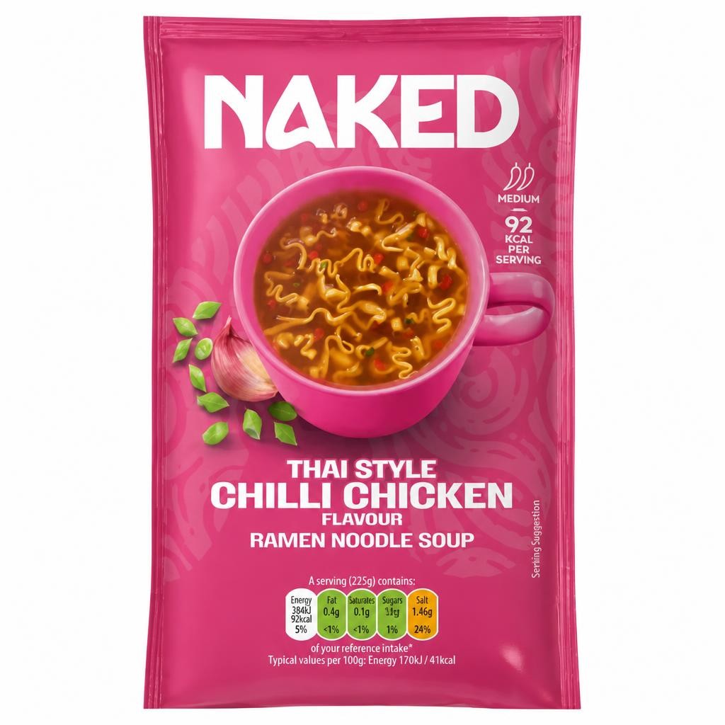 Naked Thai Style Chilli Chicken Flavour Ramen Noodle Soup 25g
