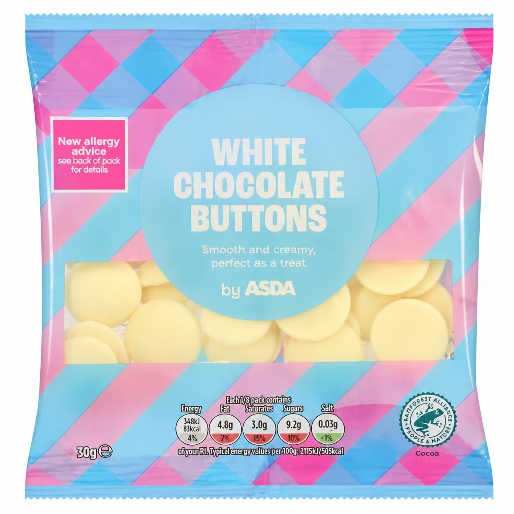 ASDA White Chocolate Buttons 30g