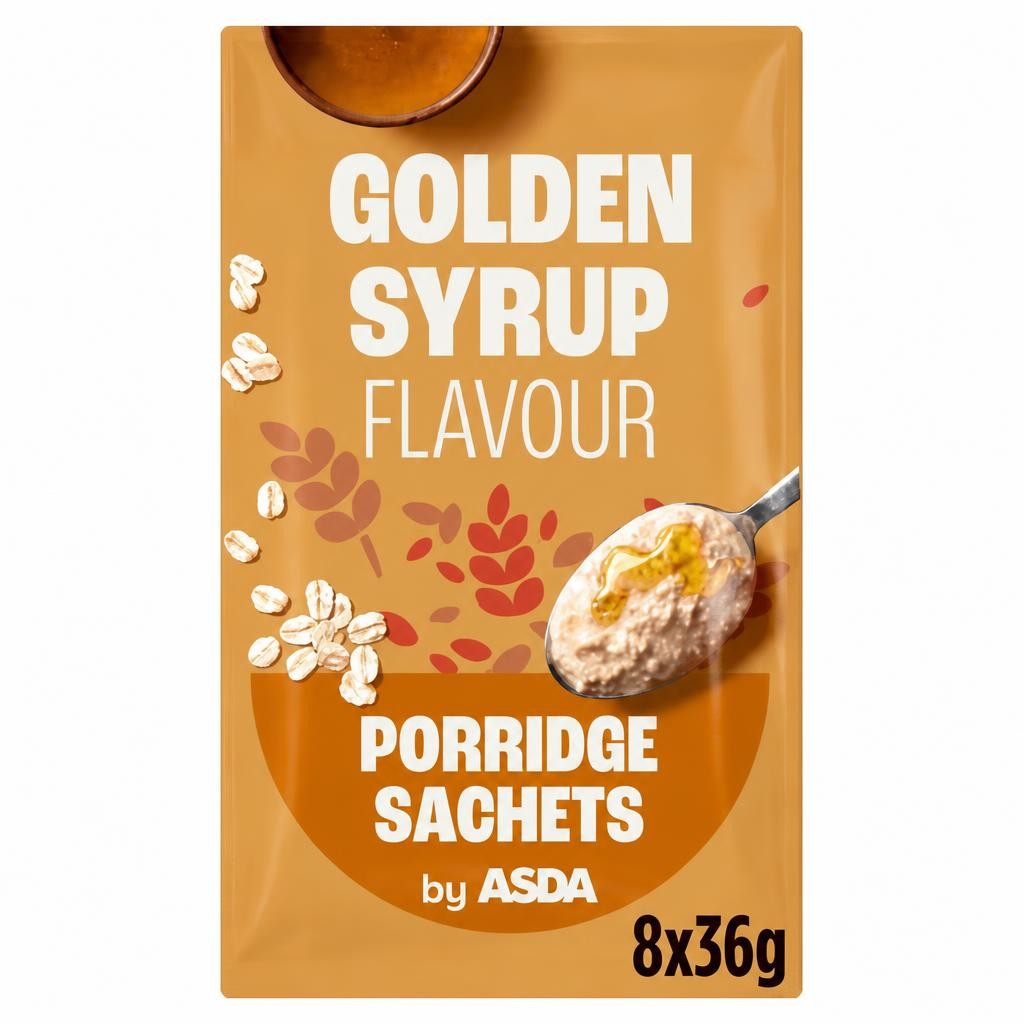 ASDA Golden Syrup Flavour Porridge Sachets 8 x 36g (288g)